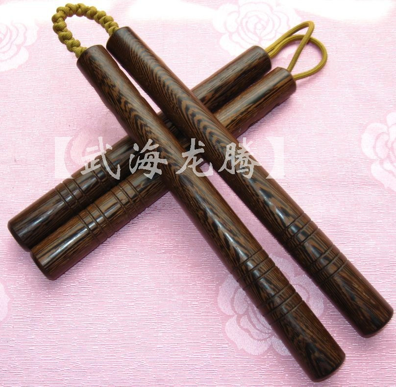 Wengewood nunchaku cylinder practice brown black